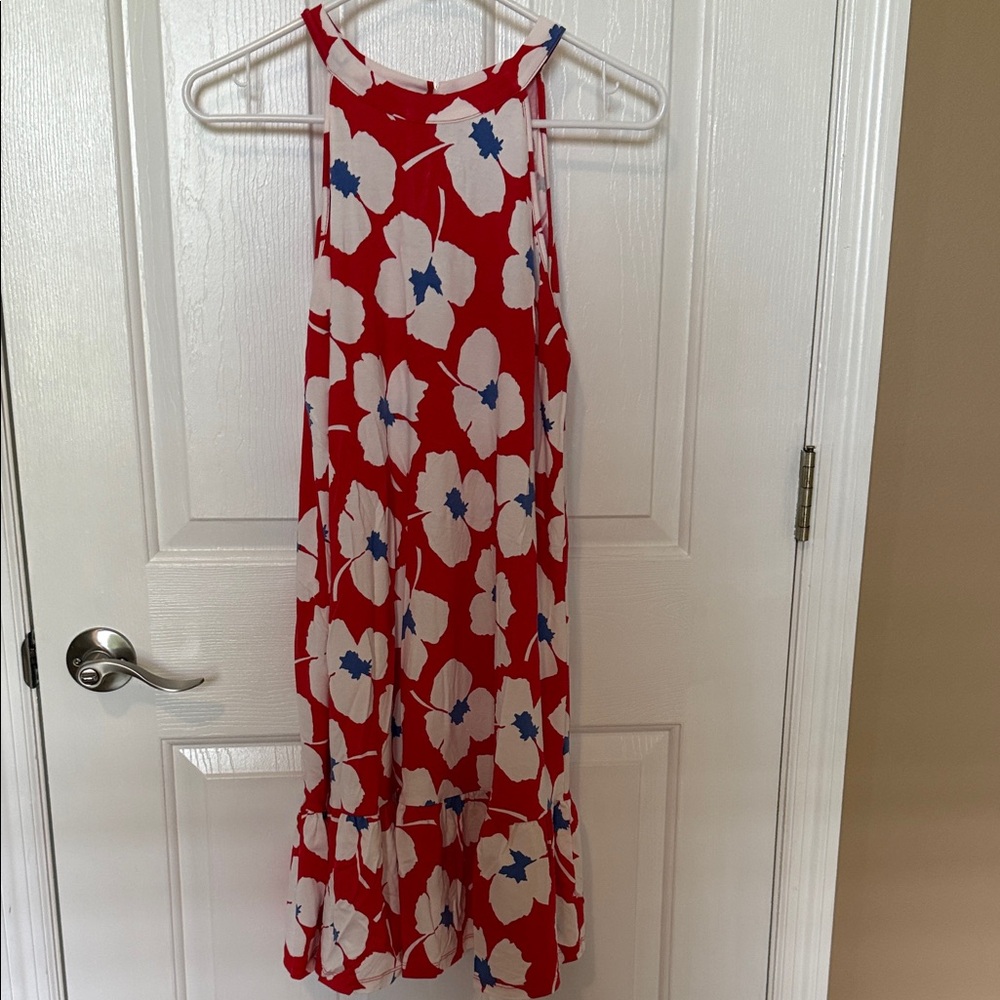 LOFT Red and White Floral Halter Dress - Picture 3 of 5